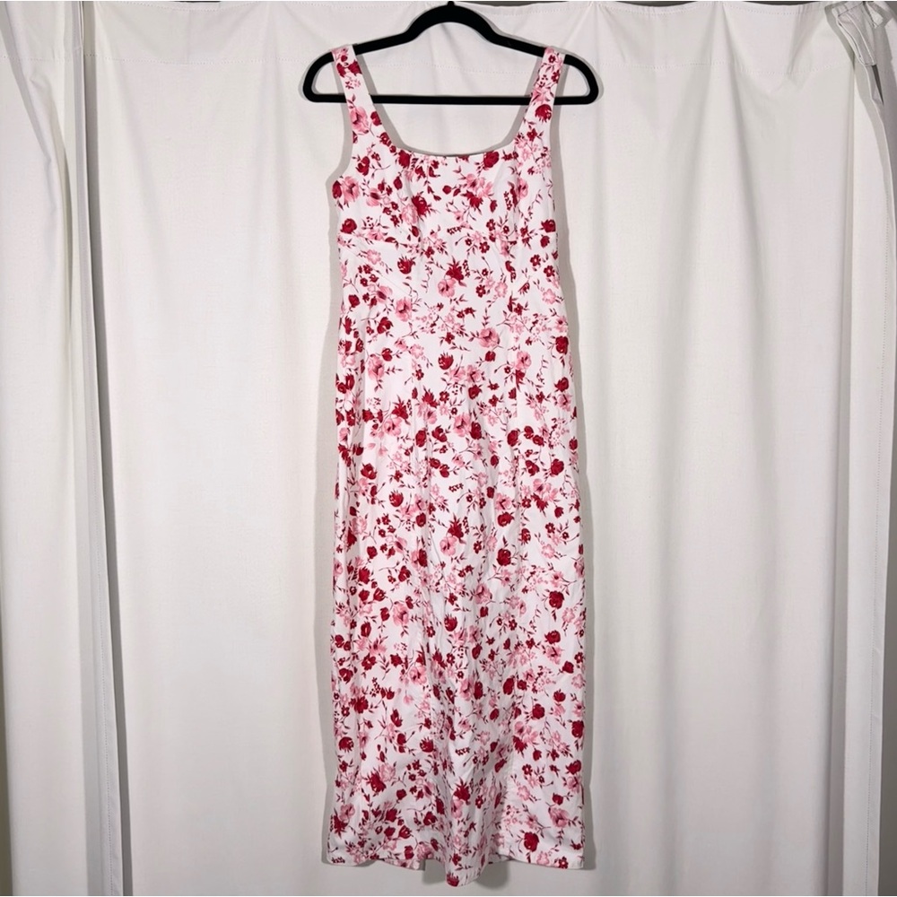 Francesca’s Pink & Red Floral Midi Dress